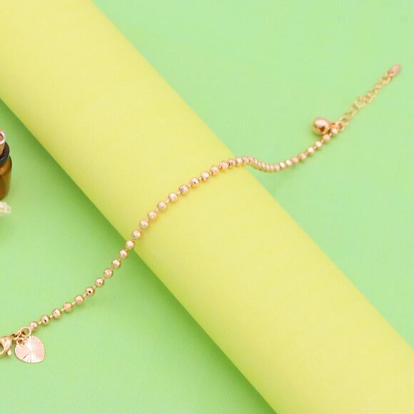 "Elegant Rose Gold Ball Chain Anklet in High Quality Brass Finish, XPAL1044 - Picture 8 of 13